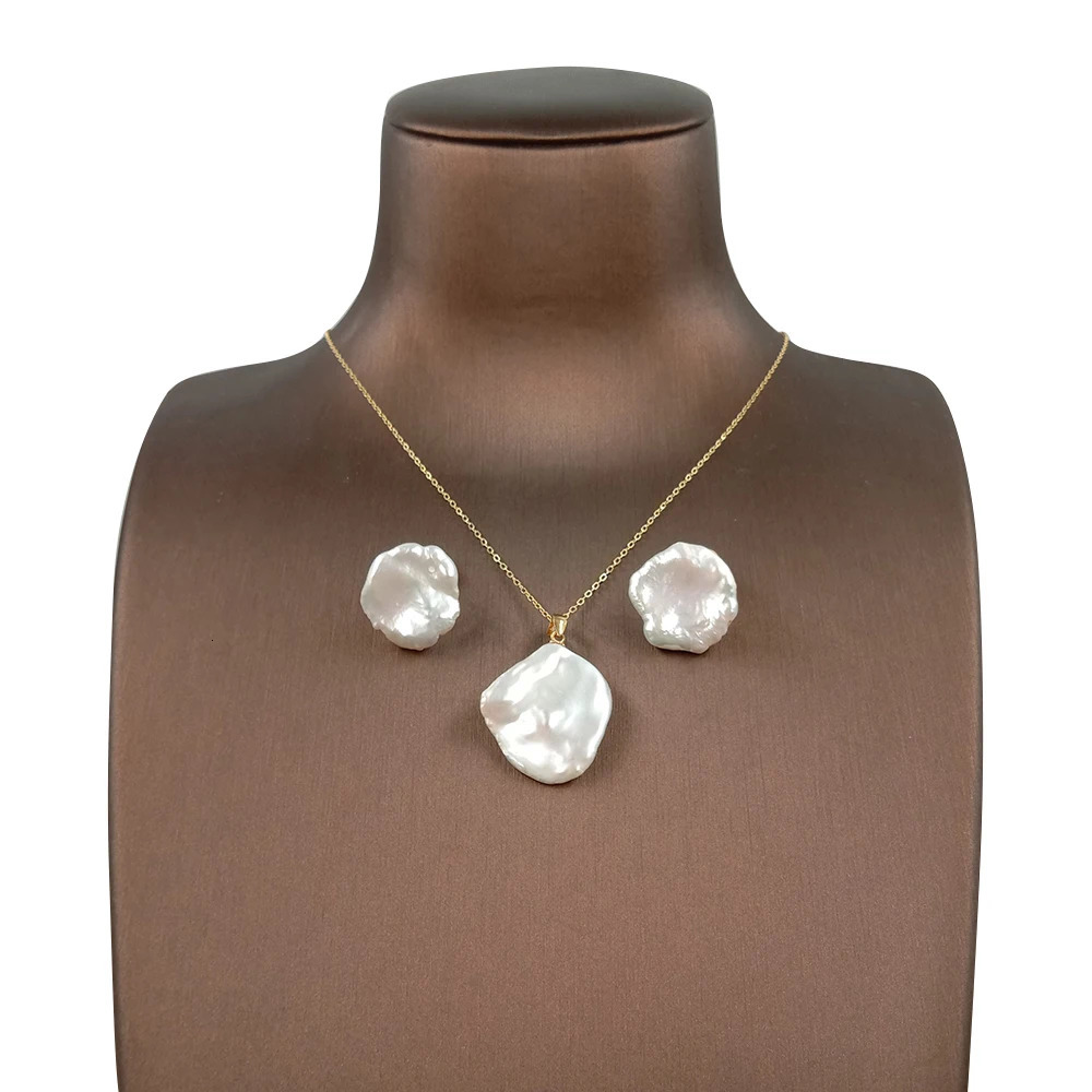 Keshi Baroque Pearl Set 925 Silver Pearl Set Comes with Necklace and Earrings 100% Natural Frozen Pearls - High Quality Great Baroque Pearls 241115