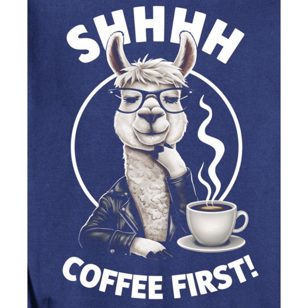 Long Sleeve Shirts for Men sweatshirt Llama Coffee Lover Apparel Funny Llama Drinking Coffee Sweatshirt T shirt Tee Streetwear Casual tops clothes