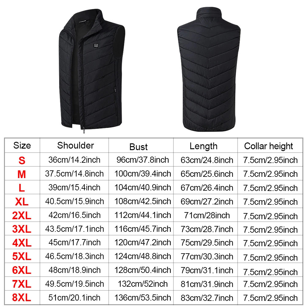 Winter USB Electric Heating Tank Top Sleeveless Warm Jacket Unisex Super Large S-8XL Outdoor 241111