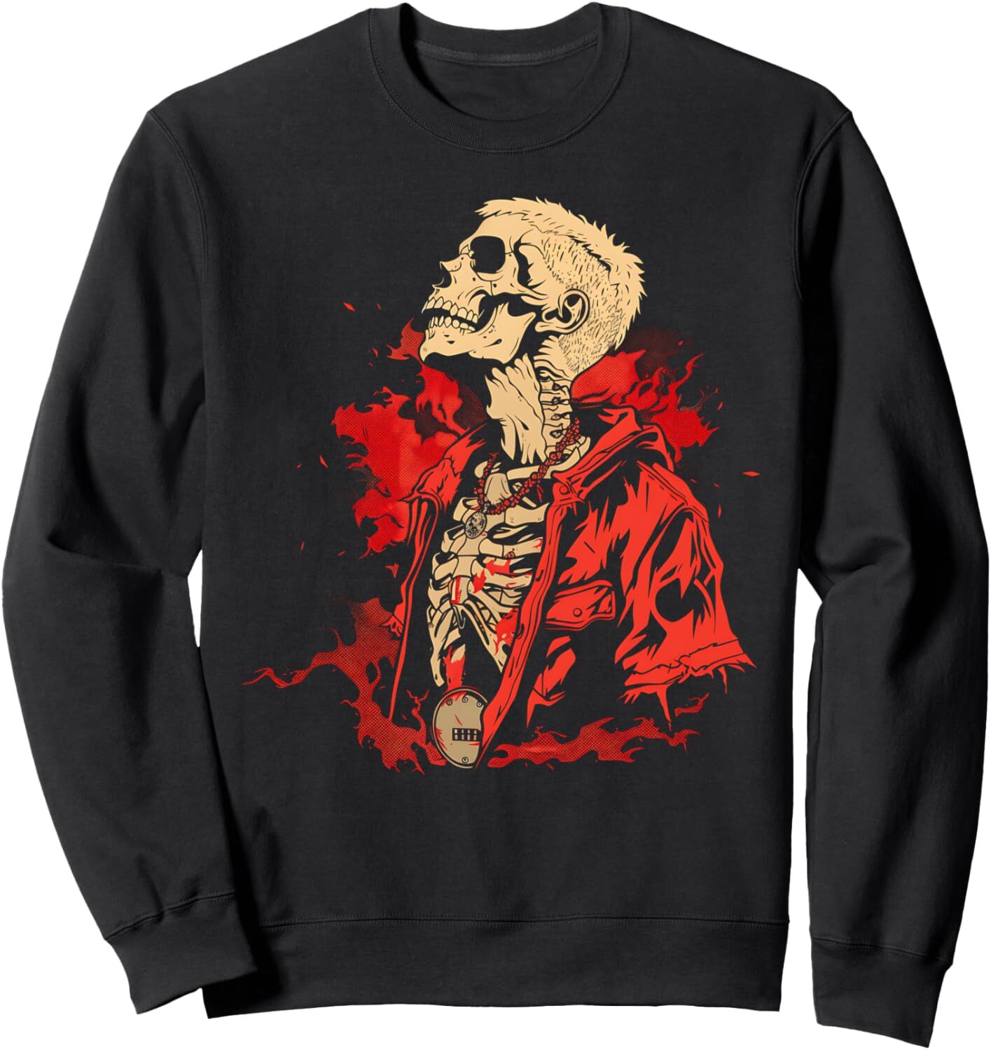 Long Sleeve Shirts for Men sweatshirt Skeleton Guitarist Halloween Costume Outfit Graphic Tee Sweatshirt T shirt Tee Streetwear Casual tops clothes