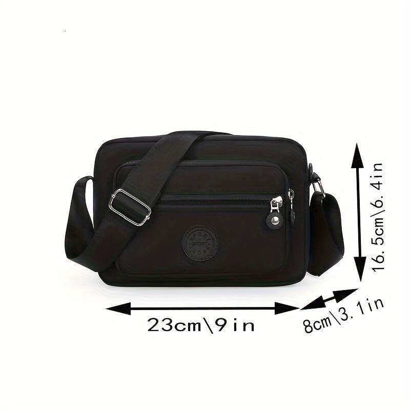 Chic Lightweight Nylon Crossbody Bag for Women - Adjustable Strap, Solid Color with Tassel Accent, Zip Closure