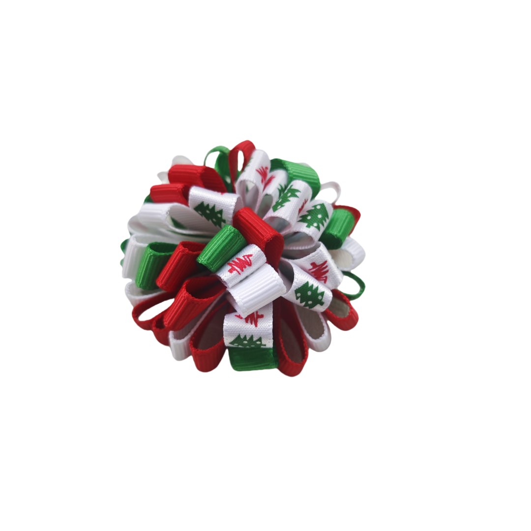 Christmas 2 Inch Loopy Round Ball Bow Clip Bowknot Xmas Accessories Kids Girls Baby Elastic Hair Bands Bobbles Headband Headwear Boutique Top Tiaras 5