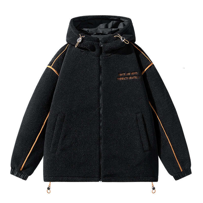 Lamb Autumn And Winter New Loose Brand Hooded Casual Men's Trendy Lamb Wool Cotton Jacket