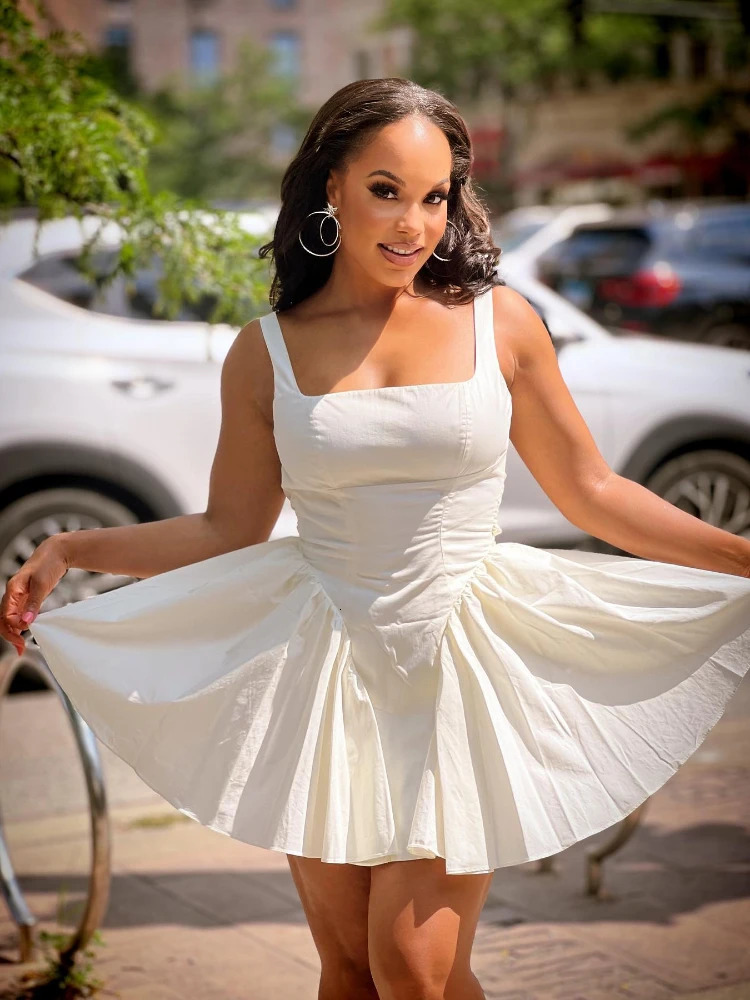 Oligai Summer Big Bow Elegant Backless Dress Sexy White Birthday Party Dresses Casual Holiday A Line Fluffy Womens Clothing 240415