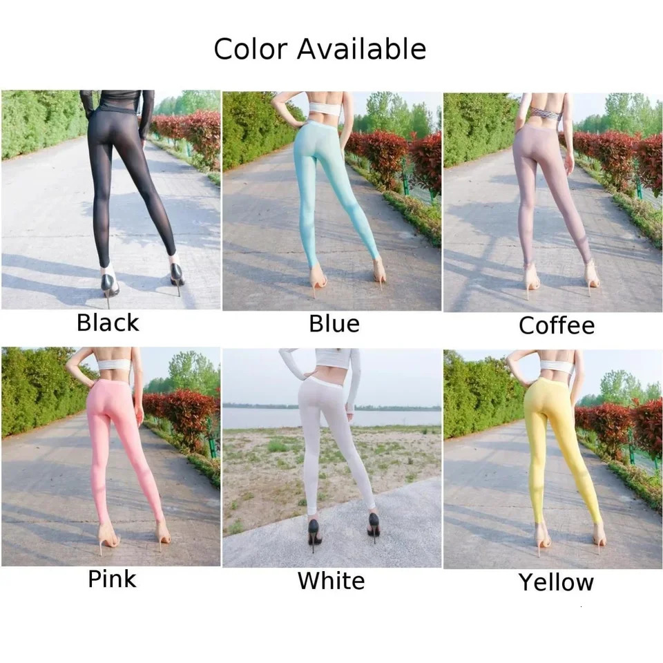 Sexy womens long pants silk transparent long legs high elasticity transparent underwear 241115