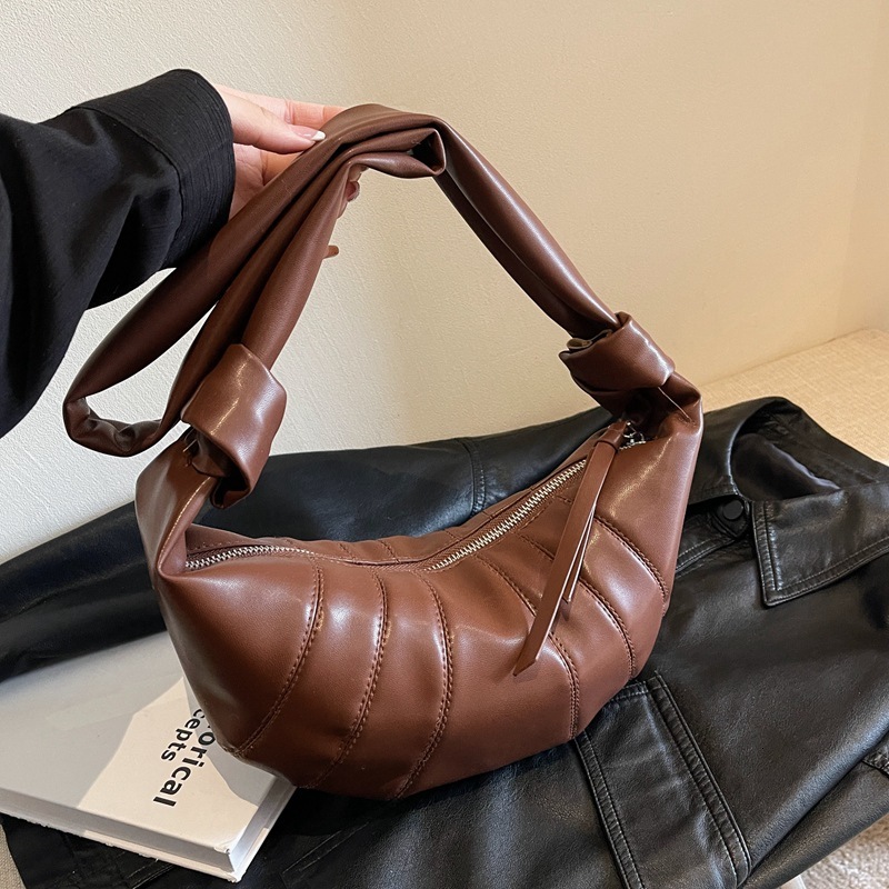 French Half Moon Satchel Soft Leather Vintage Dumpg High Quality Ladies Crossbody Solid Hobo PU Designer Bag