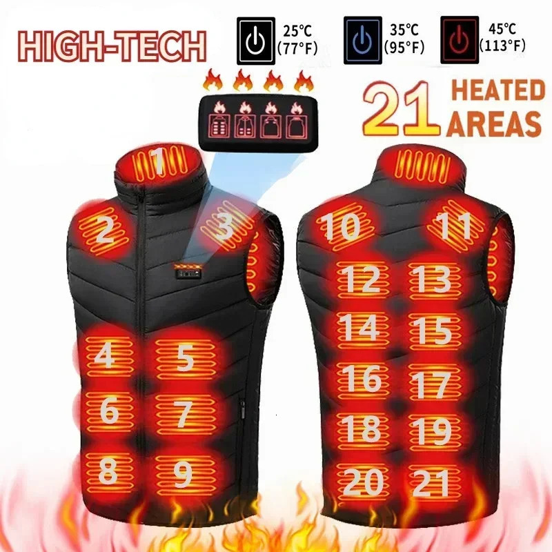 21139Areas Self Heating Vest Jacket Heated Winter Men Womens Heated Jacket Tactical Heating Vest Body Warmer Coat with Gloves 241114