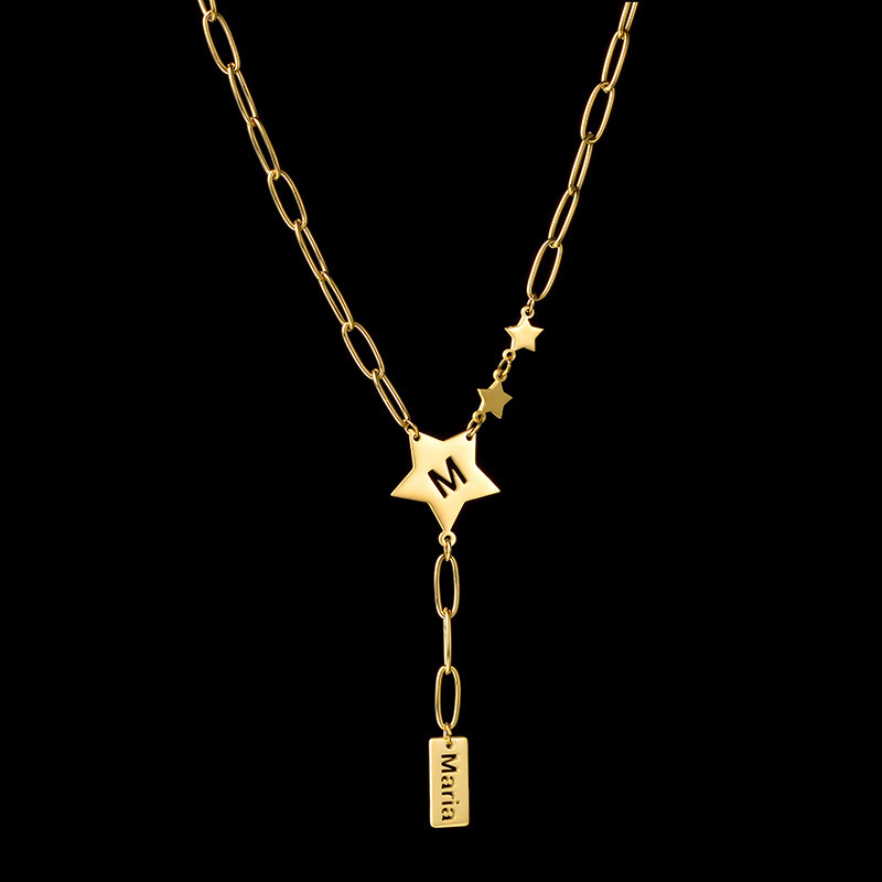 Custom Star Letters Name Pendant Necklace Stainless Steel Choker Necklace Gift