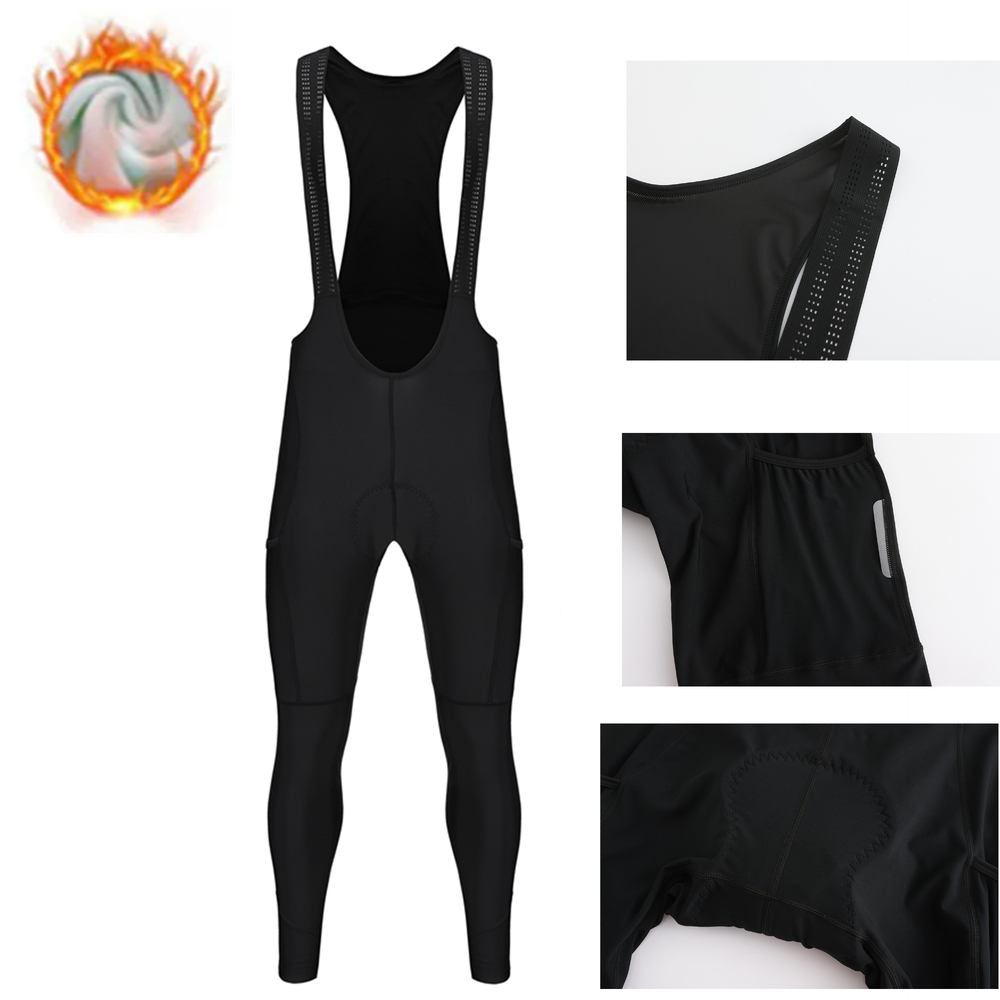 Rsantce 2024 2 Pocket Winter Fleece Thermal Men Long Pants Tights Pad Warm MTB Bike Cycg Bib Trousers
