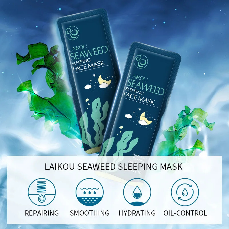 100 pcs LAIKOU Moisturizing Sleeping Mask Sakura Snail Seaweed Centella Face Mask Tendering Nourishing Oil-control Skin Care 241115