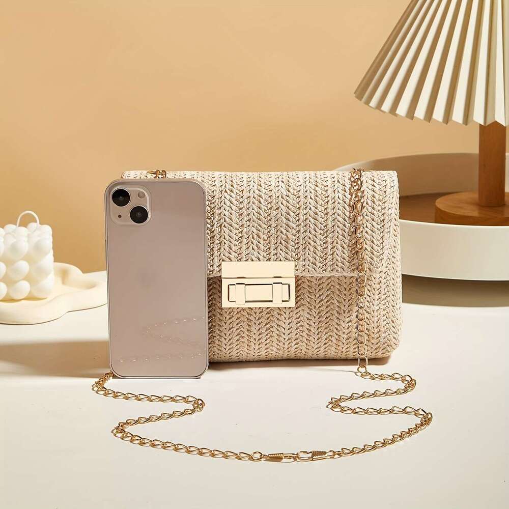Stylish Handwoven Ladies' Crossbody Bag Chain Strap, Lock Buckle, Adjustable Shoulder Strap - Perfect for Daily Use, Travel, and Outdoor Activiti