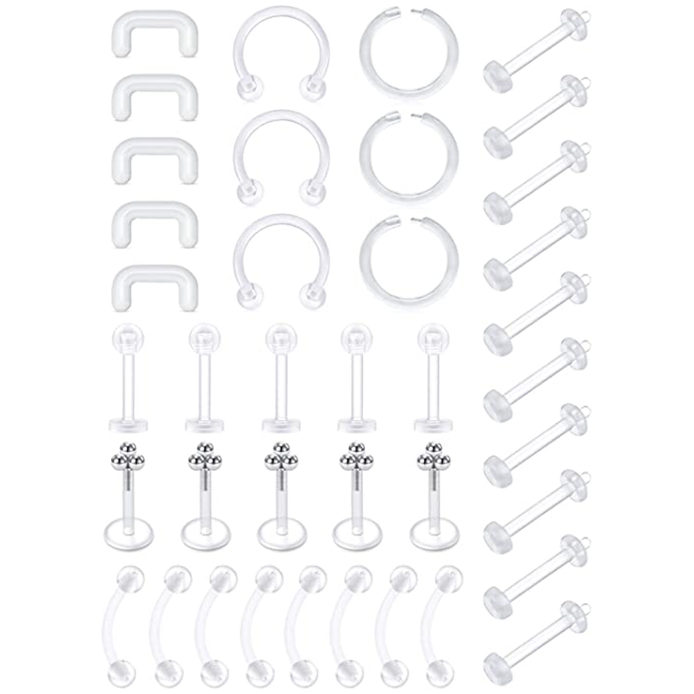 Clear Flexible Forwards Helix Tragus Daith Rook Reteiner Cartilage Earring Labb…