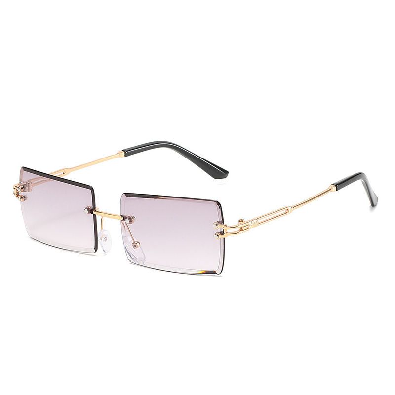 Men's and women's stylish rimless glasses rectangular lightweight glasses full-rimmed glasses for travelling and taking photos