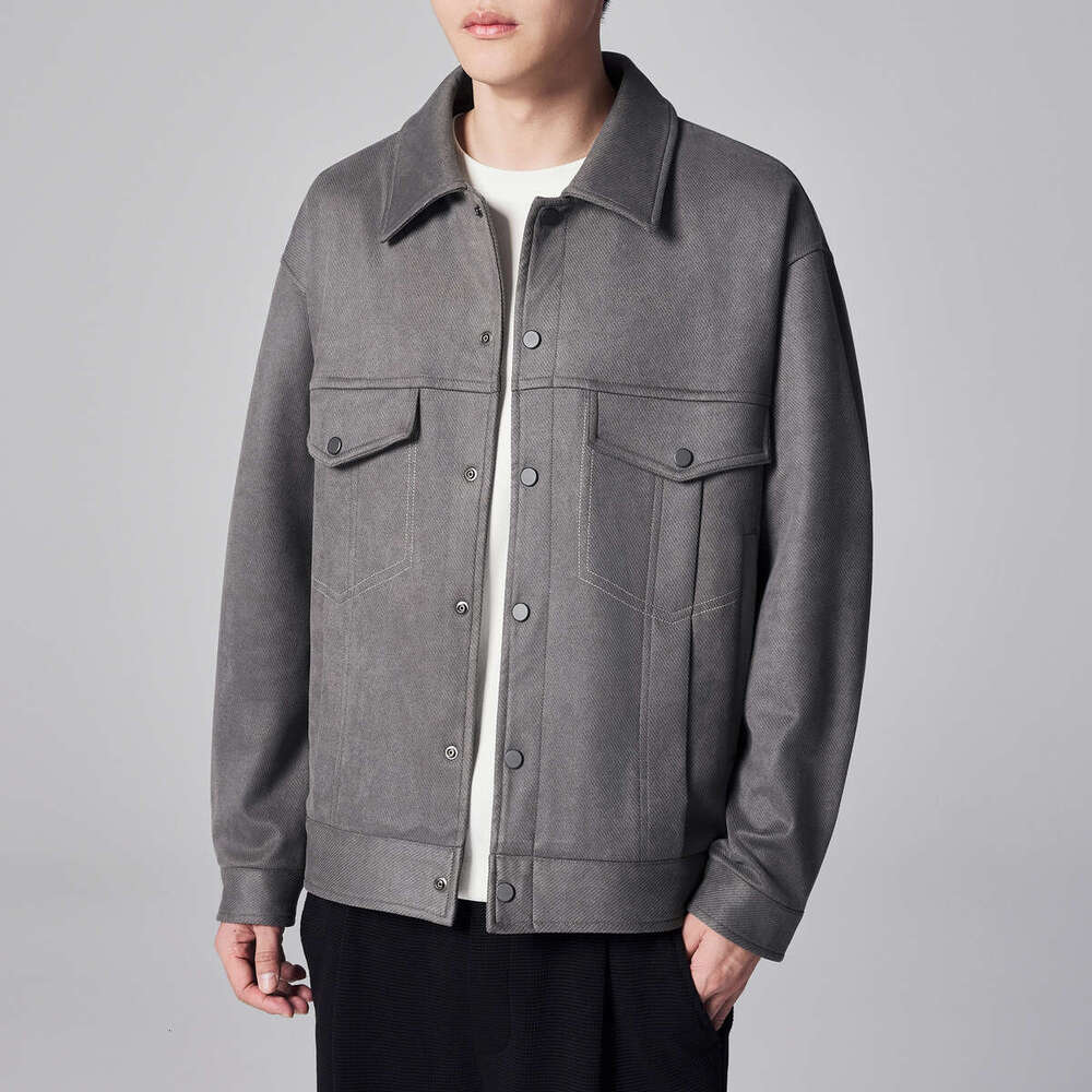 Momaike Imitation Suede Executive Jacket For Men 2024 Autumn New Collection Men's Coat 81210