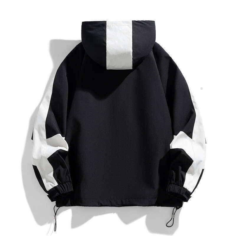 NASA Color Blocked Patchwork Jacket For Men's Clothing, Spring And Autumn Hooded Jacket, Trendy Brand Loose Workwear Top