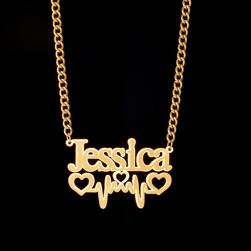 DIY Custom Letters Name Pendant Stainless Steel Men Women Couple Choker Necklace