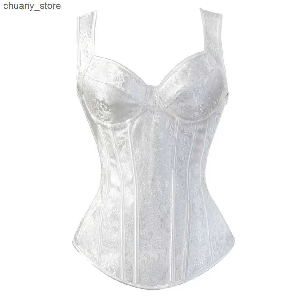 Belts Vintage Jacquard Corset Top With Straps Bra Cup Push Up Women Corsets Lace-Up Sexy Overbust Gothic Steampunk Bustiers Vest L240910
