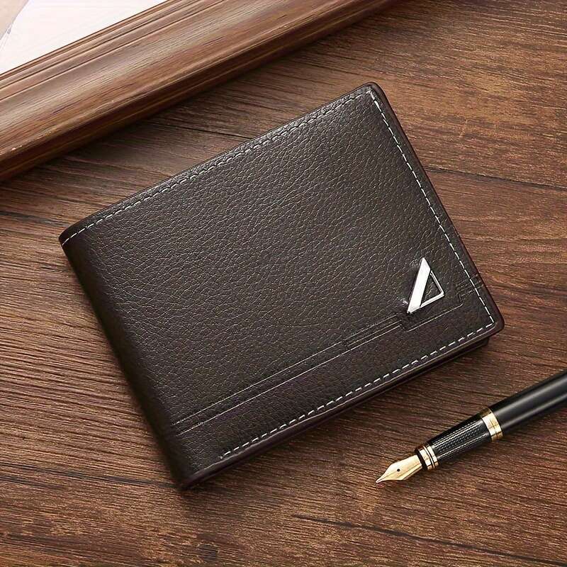 Men's Business Horizontal Short Money Clip, Fashion Large Capacity PU Leather Wallet