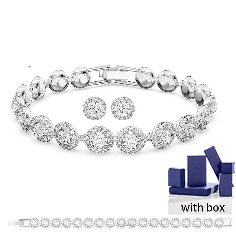 With Box tennis bracelet designer for women plated silver gold necklace earrings blue Austria crystal diamond bracelets designer jewelry woman Christmas gift