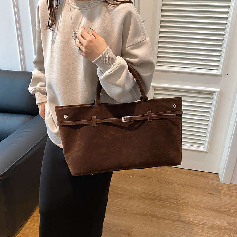 New Retro Frosted Suede Handbag, Fashionable Large Capacity Commuting Shoulder Bag, Women's Underarm Tote Bag