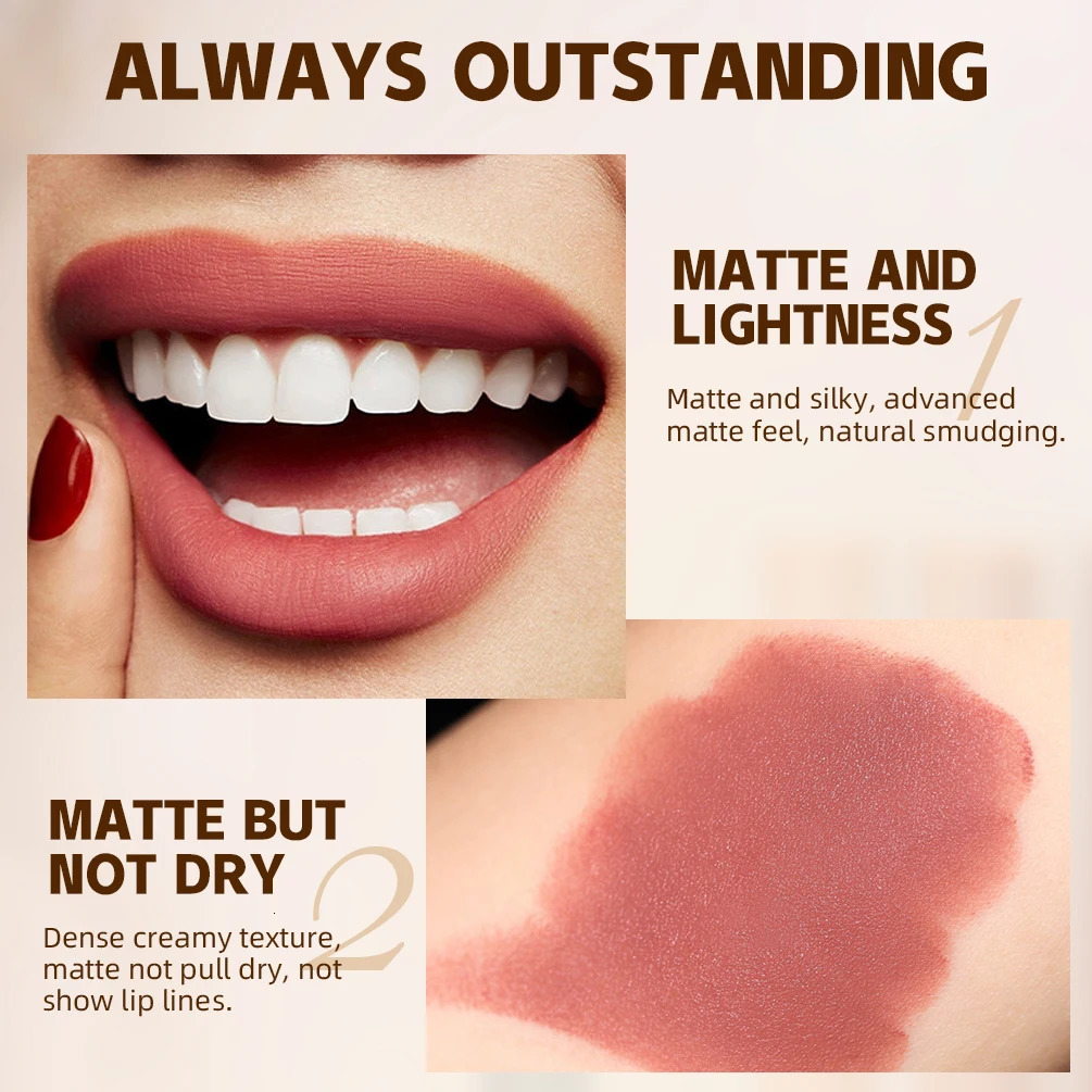 QI 12 Colors Matte Lipstick Pen Set Velvet Nude Lipstick Pencil Sexy Red Brown Pigments Lips Makeup Long Lasting Lip Tint 240412