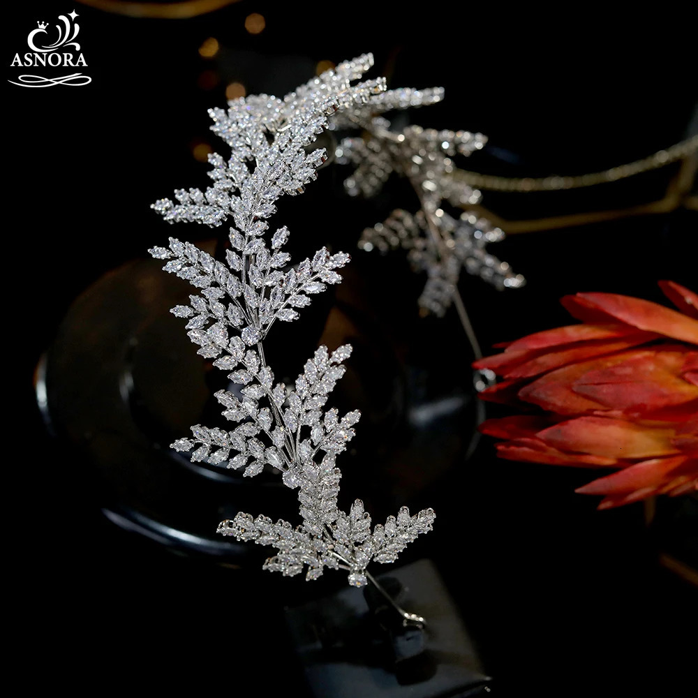 Fashion Bride Headband Crystal Leaf Hair Band ASNORA Bridal Crown Tiaras Wedding Accessories Wedding Accessories A01006 241115