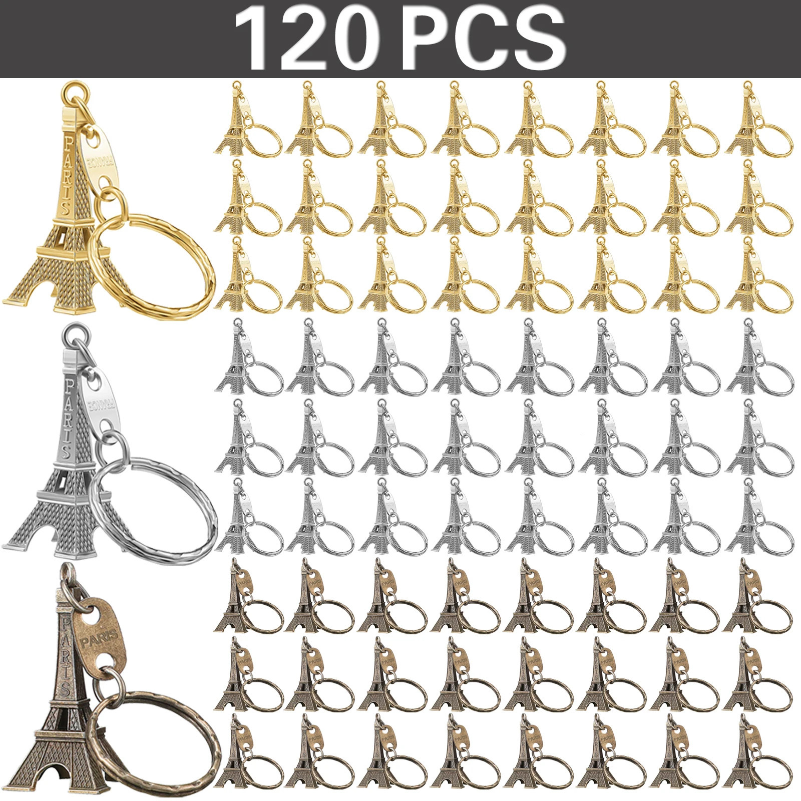 120 Eiffel Tower keychains vintage keychains decorative wallets charming statue models ball keychains French souvenirs 241115
