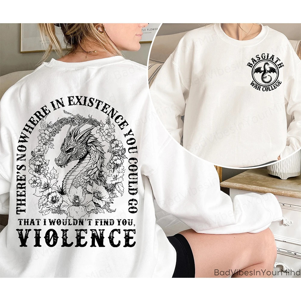 Women Y2K Top Retro Sweatshirt Fourth Wing Dragon Rider Basgiath War College Fantasy Academic Bookish 241114