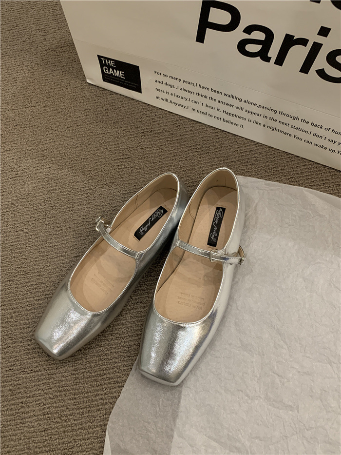 Square head shallow mouth single shoe womens 2023 new spring and autumn Korean version gentle fairy style thick heel Mary Jane shoes 230427