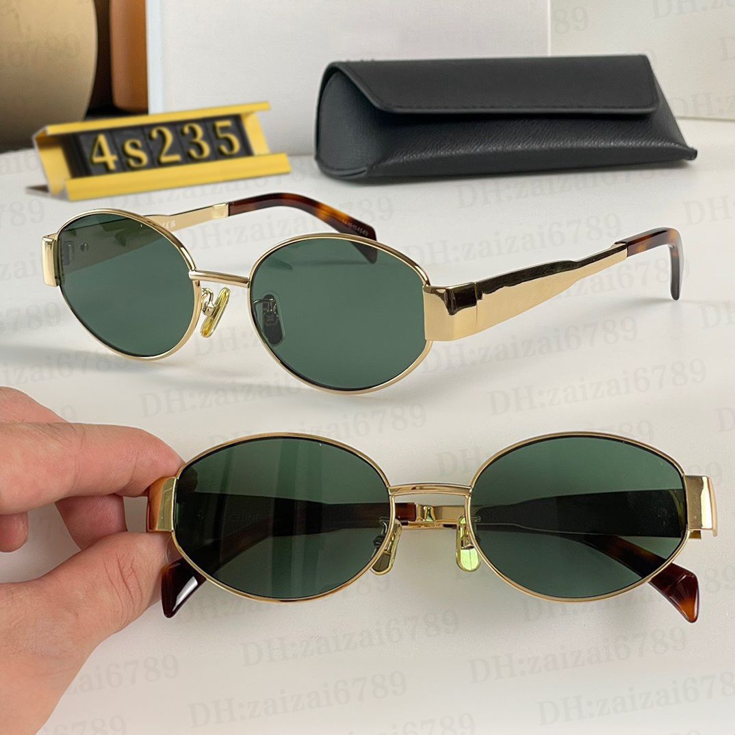 Designer sunglasses for women Triomphes 4S235 Celis celin Sunglasses Same as Lisa Street Photo Oval Metal Frame Men's Glasses UV400 Eyewear des Lunettes de Soleil