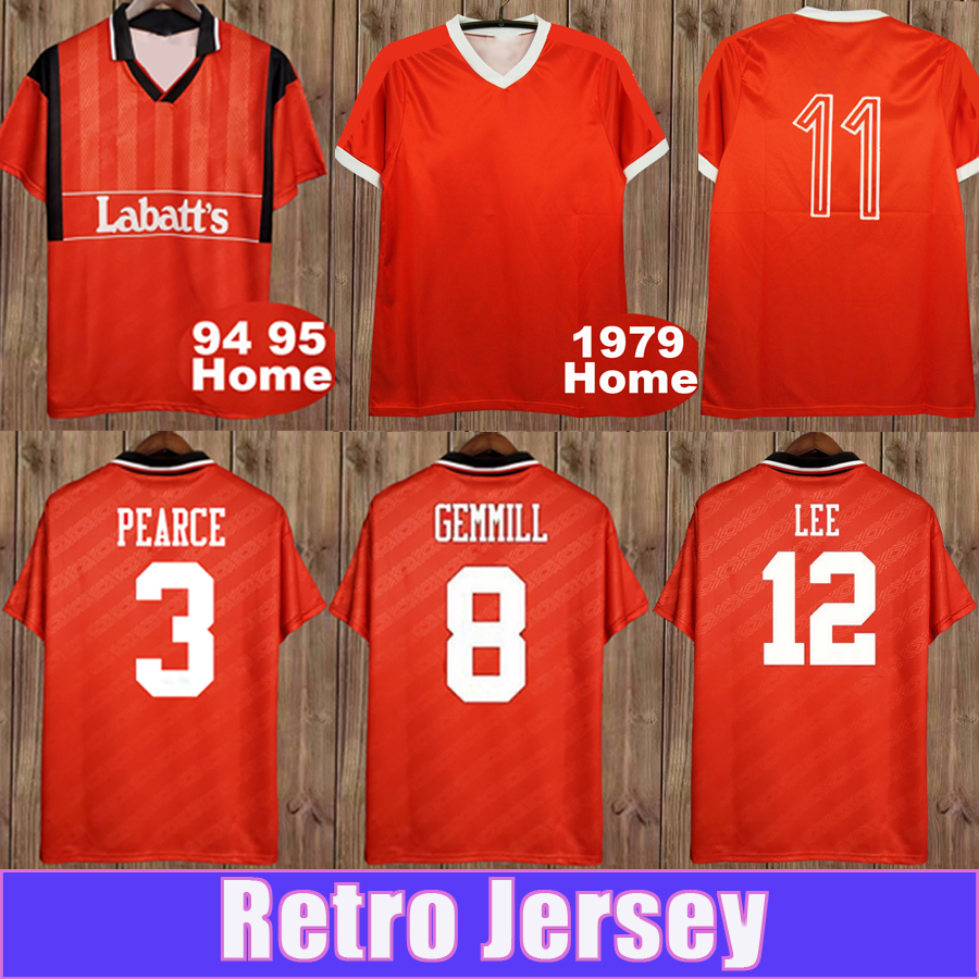 1994 1995 COLLYMORE PEARCE Mens Retro Soccer Jerseys GRABBAN LOLLEY MCKENNA GEMMILL LEE vintage Home Football Shirts
