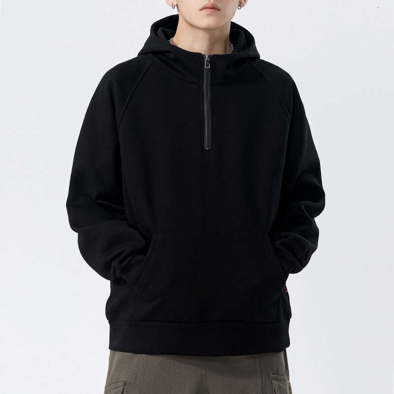 Velvet Half Zip Hoodie Hooded Kunhai Pengyun Autumn And Winter New Trendy Brand Solid Color Men's Warm Jacket