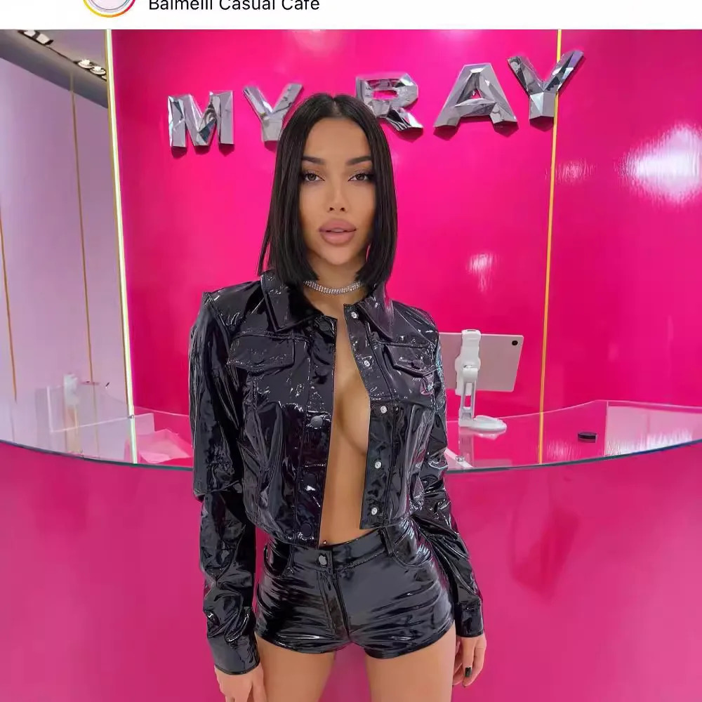 Womens Autumn and Winter Collar PU Long Sleeved Single Breasted Leather Jacket Small Coat for Women 241115