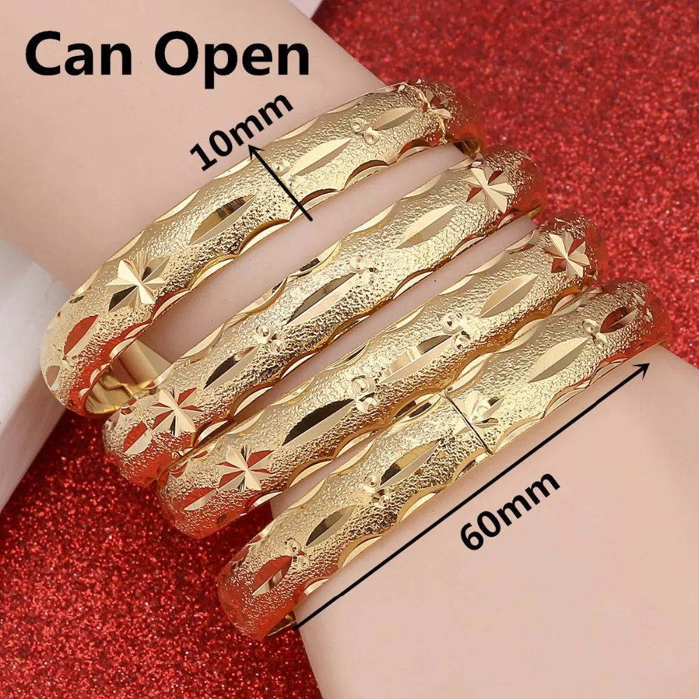 24k Gold Bangle for Women Gold Dubai Bride Wedding Ethiopian Bracelet Africa Bangle Arab Jewelry Gold Charm Bracelet 241115