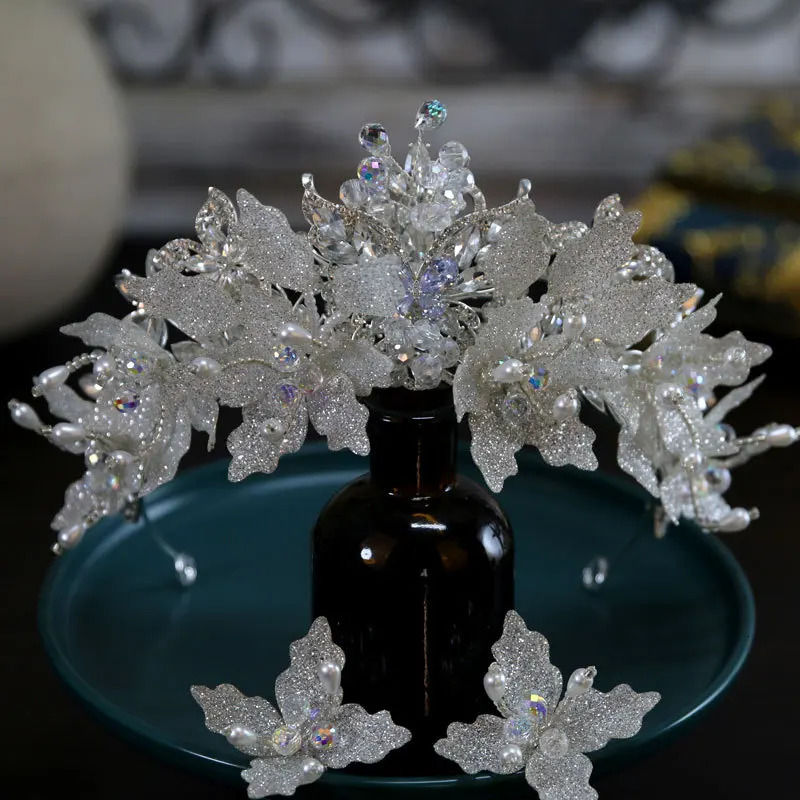 Wedding crystal headpiece brides hair jewelry accessories earring set brides headpiece Quinceanera party ball headpiece 241115