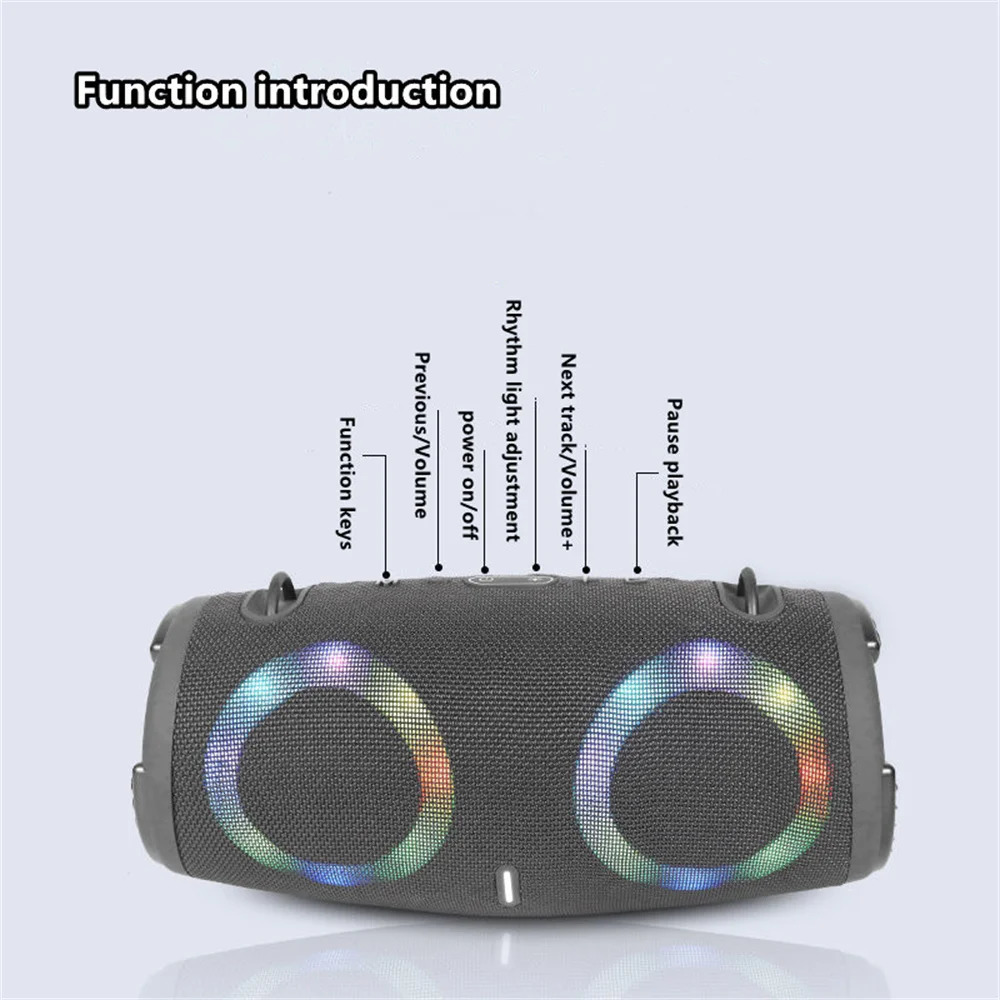 Portable Waterproof 100W High Power Bluetooth Speaker RGB Colorful Light Wireless Subwoofer 360 Stereo Surround TWS FM Boom Box 240415 - view 5