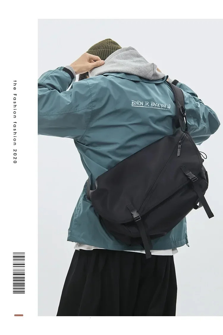 Causal Nylon Shoulder Man Bag Japanese Teenager School Laptop Sling Mens Bag Streetwear Travel Cross Bag Messenger Bags for Men 241115