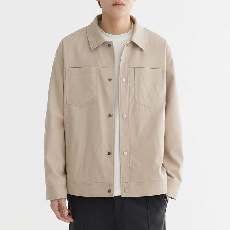 Wuge Solid Color Simple Basic Lapel Men's 2024 Spring New Style Trendy Versatile Casual Jacket Men