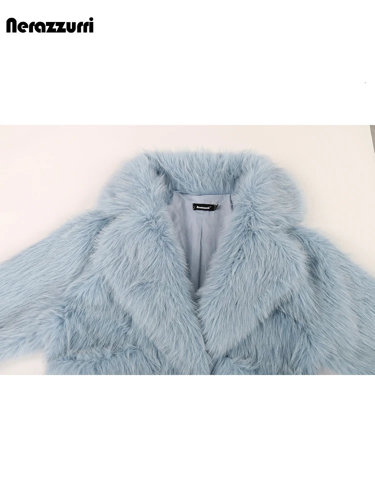 Nerazzurri Winter Short Loose Casual Hairy Soft Thick Warm Pink Faux Fur Coat Women with Big Collar and Pockets Fluffy Jacket 241115