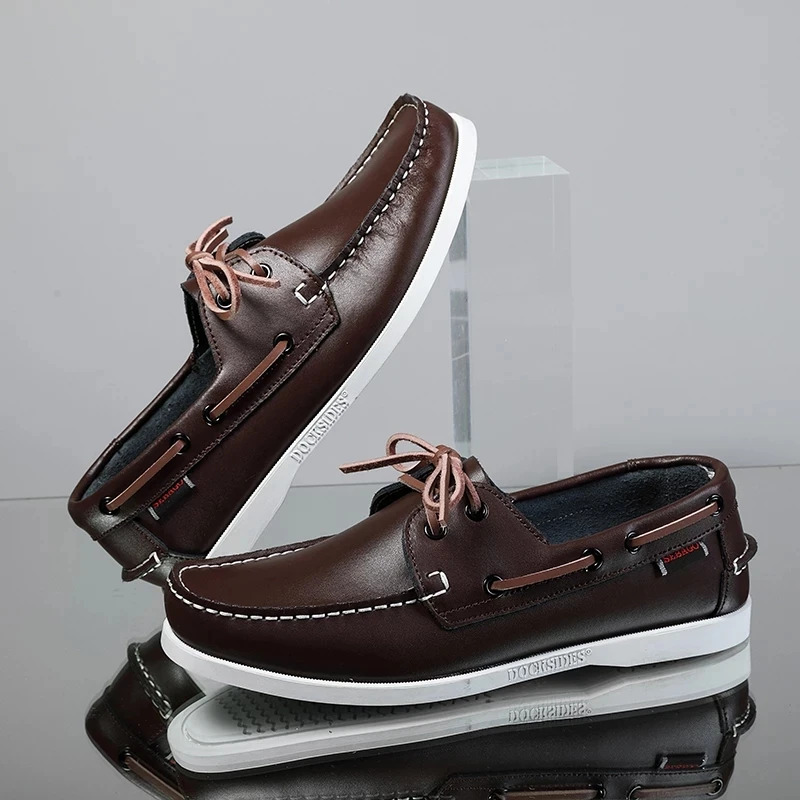 Loafers For Genuine Leather Driving Retro Fashion Docides Boat Shoes Classic Men Designer Flat Shoe Big Size