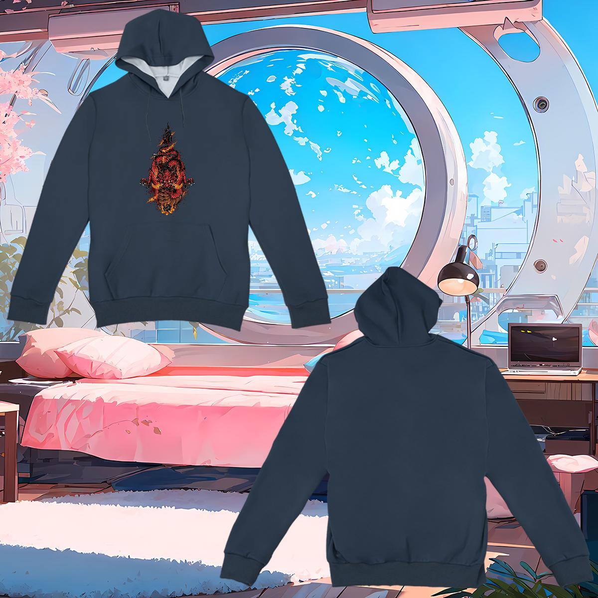 Free Shipping Hoodie Men DIY Logo Oversized Loose Fit Hoodie Pullover Clothings Hip Hop Street Thick Fleece Hooded Collar Long Sleeves