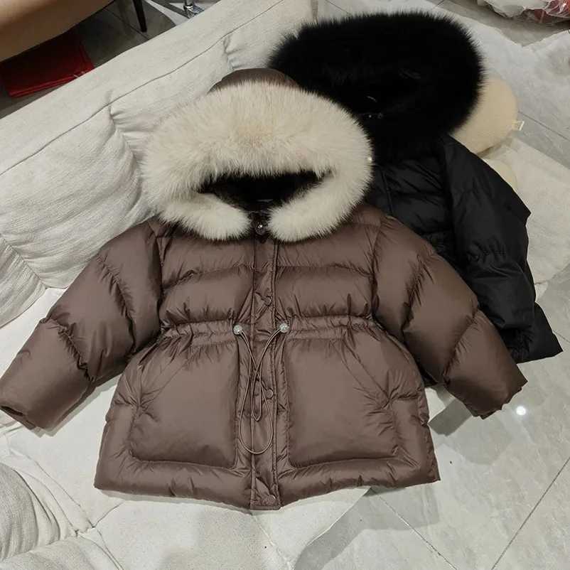 Girls down and cotton jacket windproof coat brown winter autumn warm cotton Christmas gift childrens clothing X241115