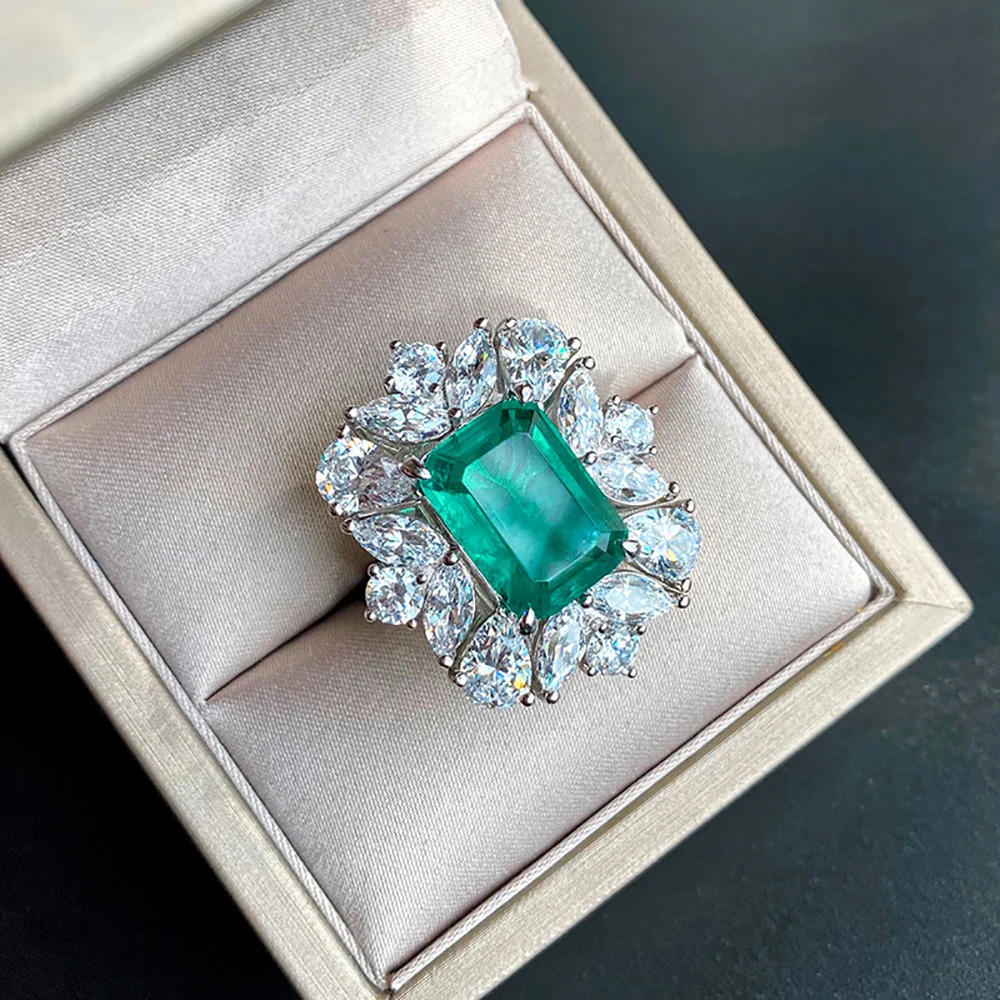 100% 925 Silver Wedding Exquisite Jewelry Set suitable for womens retro jade gemstones high carbon diamond rings pendant necklaces earrings 241115