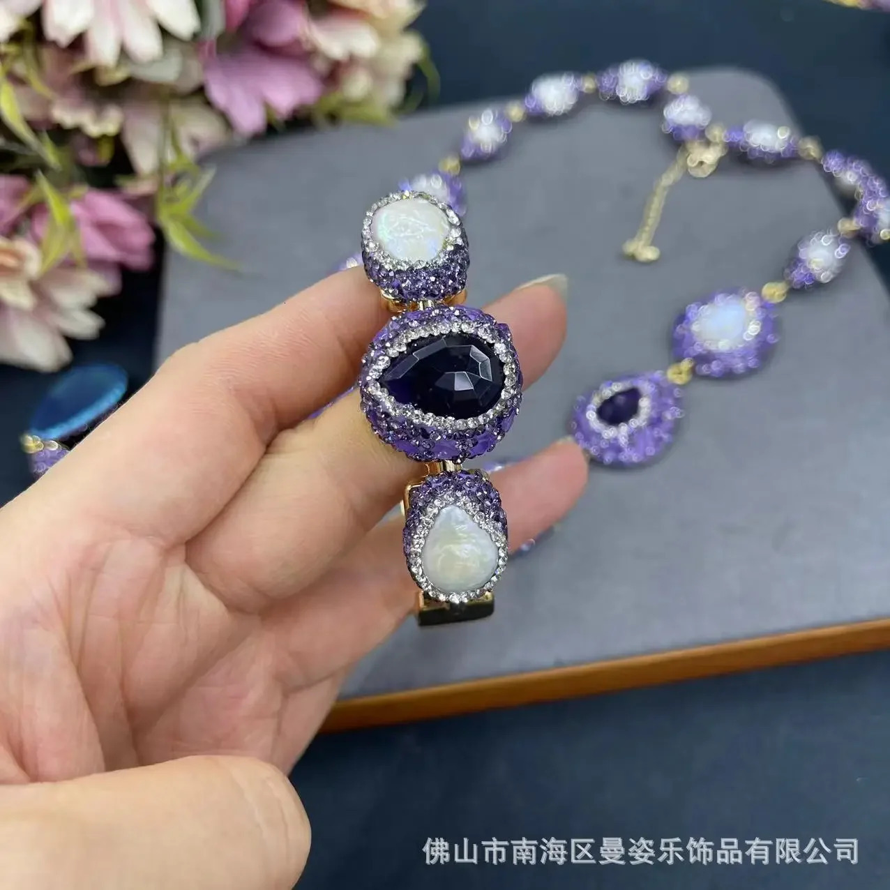 The Baroque pearl jewelry set features a natural amethyst premium four piece set with outstanding personalized 241115