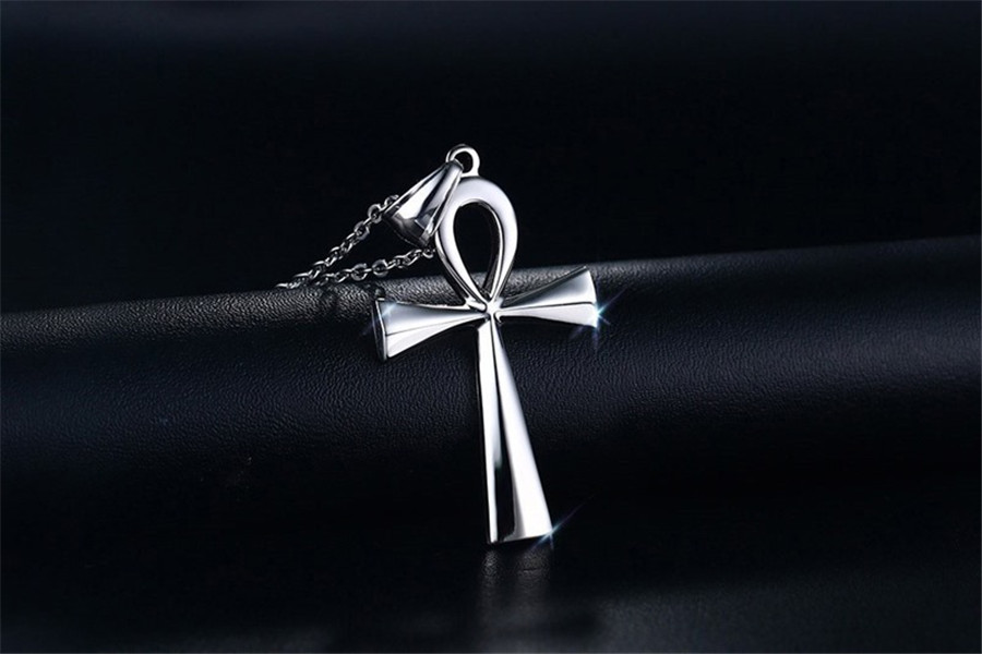 10PCS Africa Anhe Egyptian Cross Necklace African Religious Amulet Pendant Ankh Crucifix Necklaces Stainless Steel Symbol of Life Cross Egypt Collar C