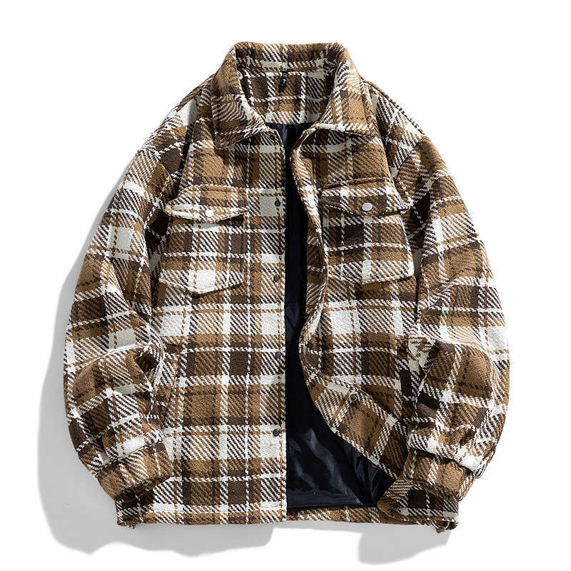 NASA Plaid Men's Autumn Winter New Trend Versatile Lapel, Cool And Loose Casual Small Fragrance Couple Jacket