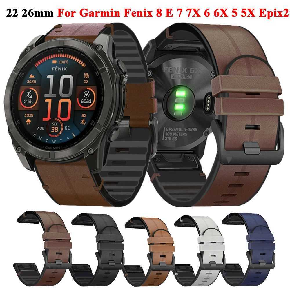 26mm QuickFit Leather Silicone Strap for Gin Fenix 8 E 7 7X 6 6X Pro 5 5XPlus Epix Gen 2/Enduro 3/965 Wah Band Bracelet M241115