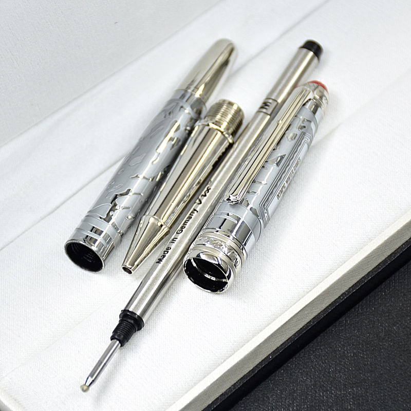 Special Edition Chamonix 1924 Rollerball Pen Ballpoint Pen Silver Metal Relief Office School Writing Ink Fountain Pens With Serial Number