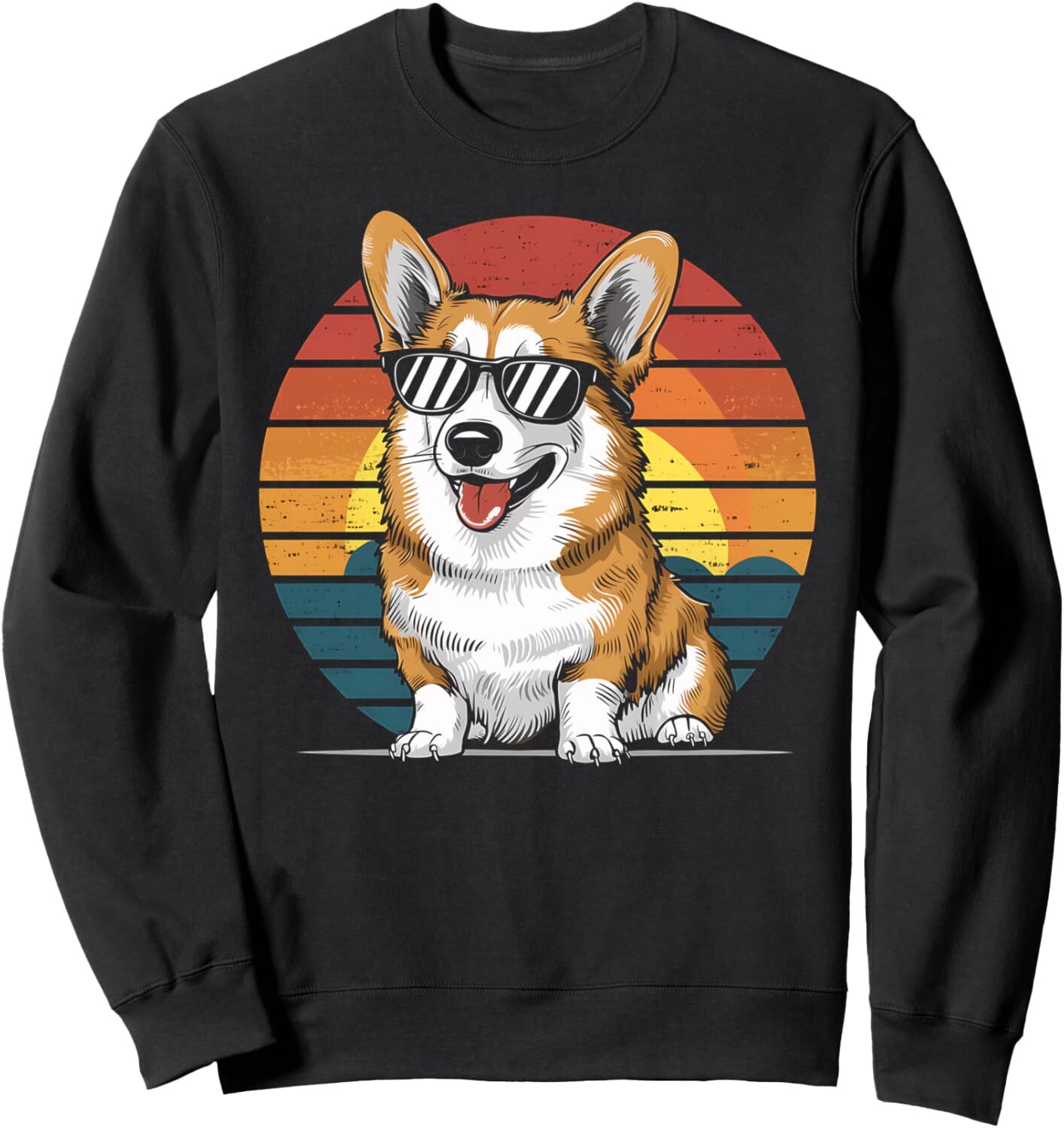 Long Sleeve Shirts for Men sweatshirt Corgi Dog Lover Retro Sunset Sunglasses Corgi Owner Gifts Sweatshirt T shirt Tee Streetwear Casual tops clothes 