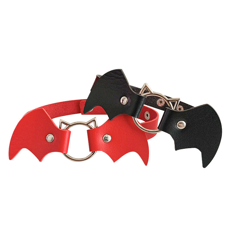 Costume Accessories Bat Wings Choker Necklace For Women Girls Heart Chocker Leather Collar Goth Jewelry Cosplay Gothic Accessories